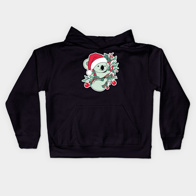 Cuddly Christmas Koala Kids Hoodie by JS Arts